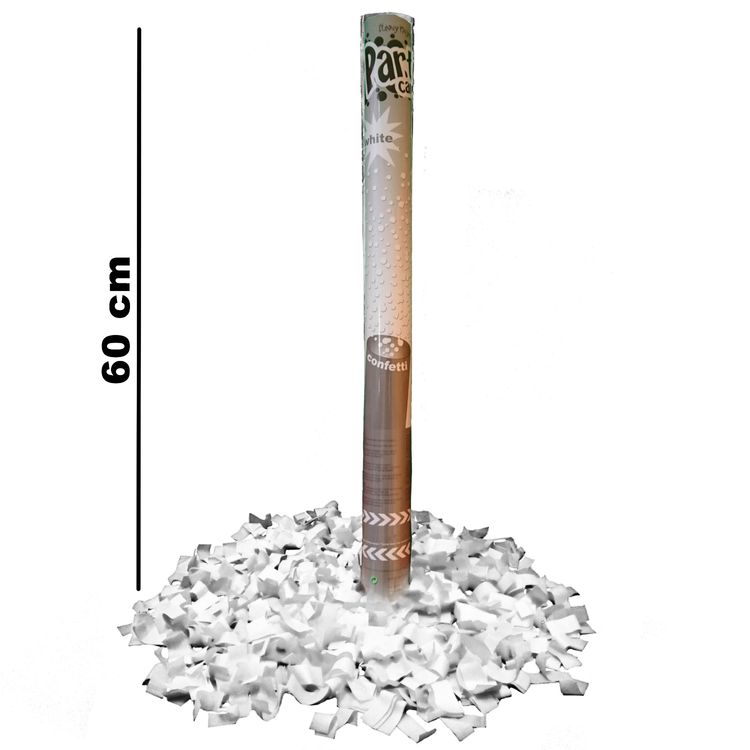 Konfettishooter weiss 60cm, Feuerwerk für Geburtstage ohne Genehmigung Indoor Feuerwerk
