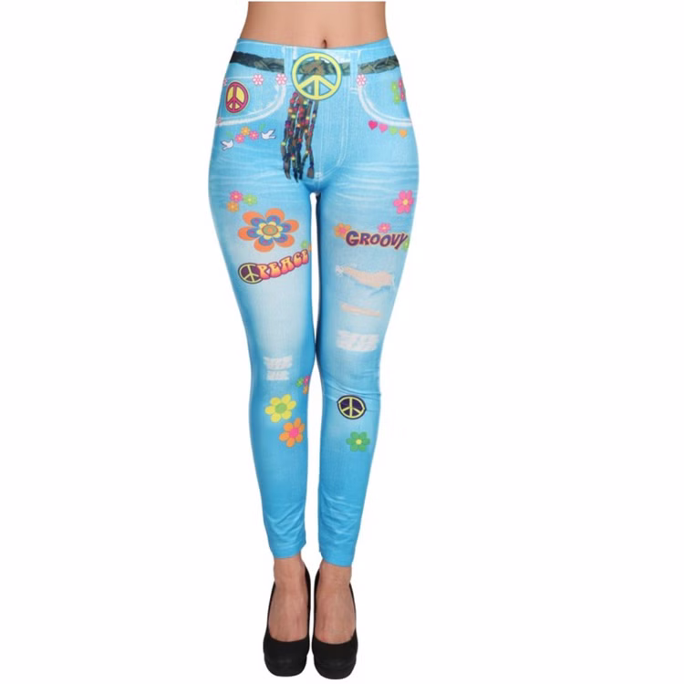 Damen Leggings bunt Hippie Kostüm 70er Jahre Fasching Hose Damen Leggings bunt Hippie Kostüm 70er Jahre Fasching Hose