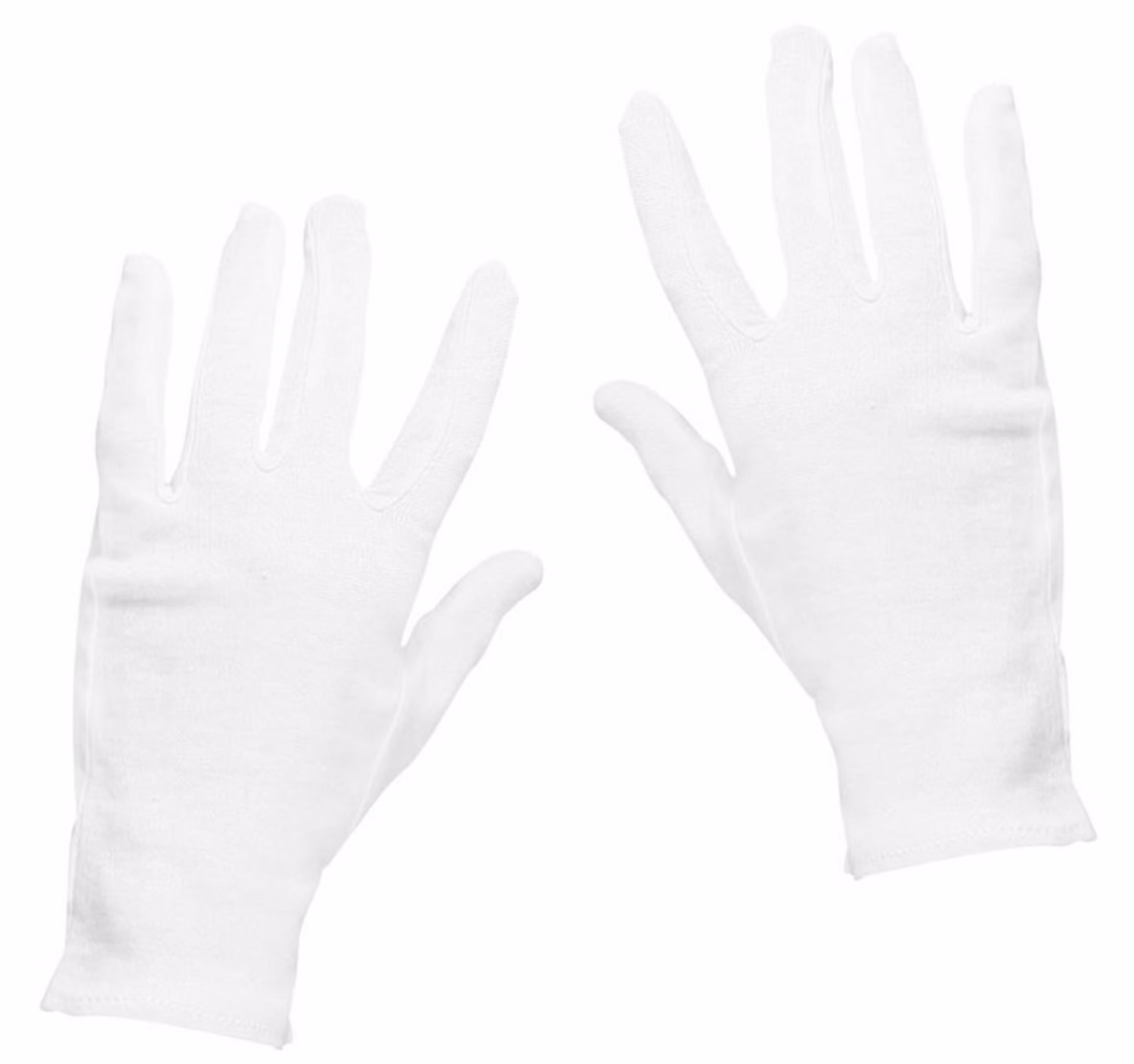 Weiße Handschuhe vor weißem Hintergrund.