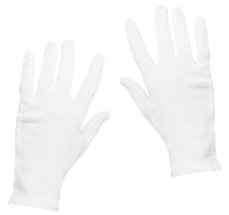 Weihnachtsmann-Kostüm für Erwachsene mit rotem Mantel, weißem Bart, schwarzen Stiefeln, braunem Jutesack, weißen Handschuhen, goldener Glocke und Reisig-Rute auf weißem Hintergrund.