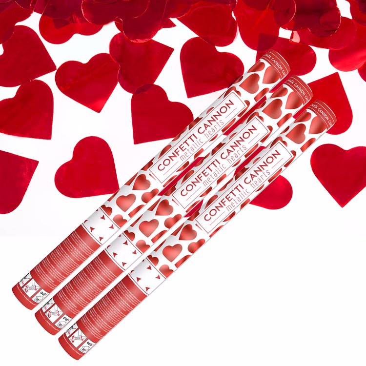 Shooter rote Herzen 60 cm lang 3 Stück Konfettikanone Partyzubehör Hochzeit Geburtstag Verlobung Shooter rote Herzen 60 cm lang 3 Stück Konfettikanone Partyzubehör Hochzeit Geburtstag Verlobung