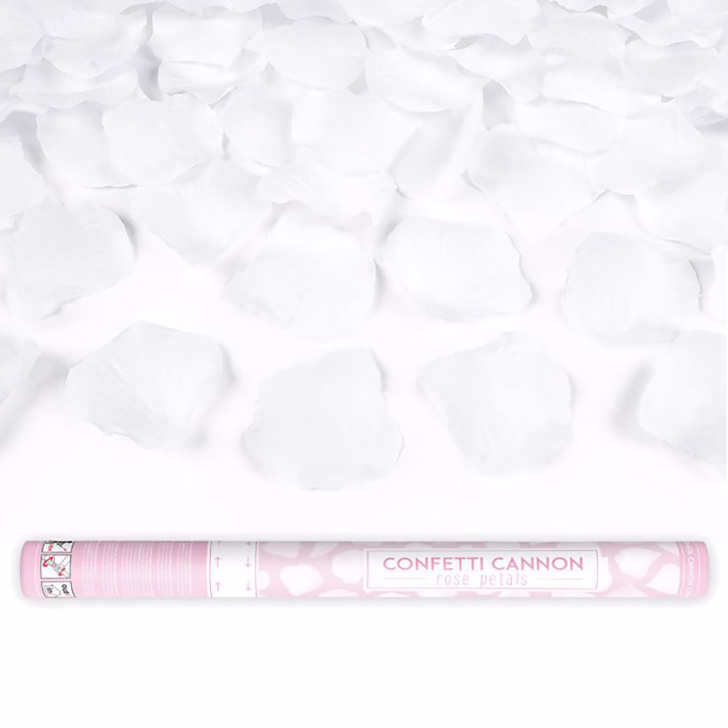 Konfettikanone weiße Rosenblätter 60cm Hochzeit Trauung Hochzeitsdeko Deko Shooter weiße Blütenblätter