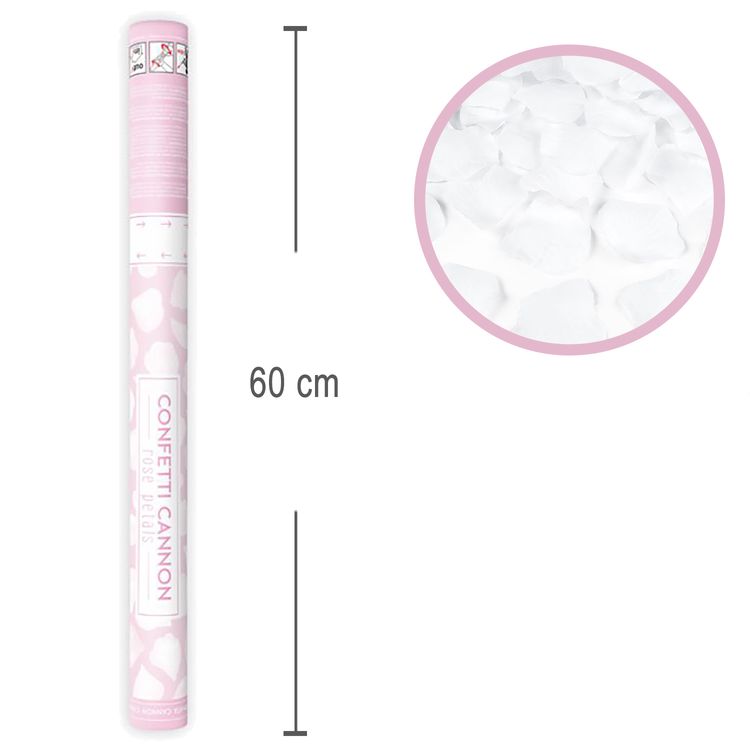 Konfettikanone weiße Rosenblätter, 60cm Konfettikanone weiße Rosenblätter 60cm Hochzeit Trauung Hochzeitsdeko Deko Shooter weiße Blütenblätter