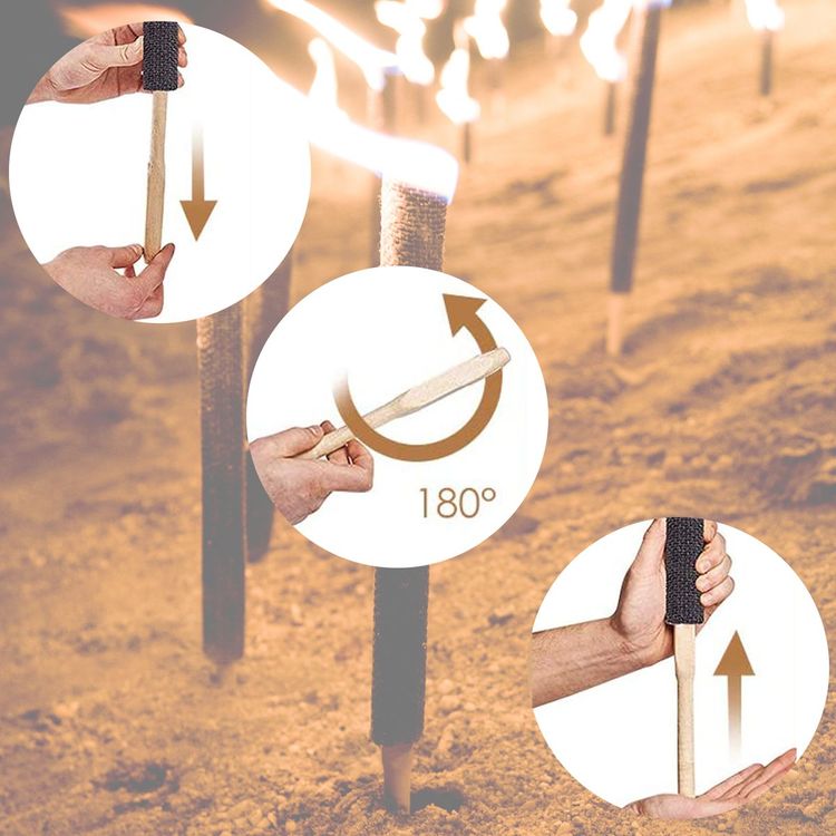 50 Fackeln 100 Minuten Brenndauer Länge 60 cm 50 Stück 100 Min. Brenndauer Fackel 60cm lang gehobene Qualität Wachsfackel Fackelwanderung Hexenfeuer Grillparty Garten Deko