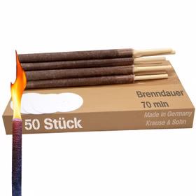50x Hochwertige Fackeln made in Germany 70 Min. Brennzeit 40cm lang Pechfackel Wachsfackel Fackeln Fackelwanderung Party Deko Garten-Deko
