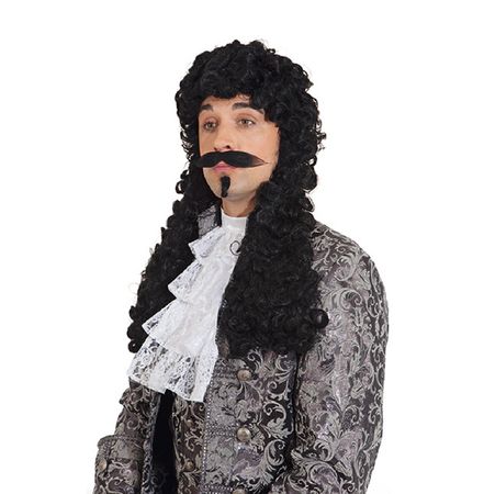 Barock Perücke Schwarz Musketier D&#039;artagnan mit Locken für Herren