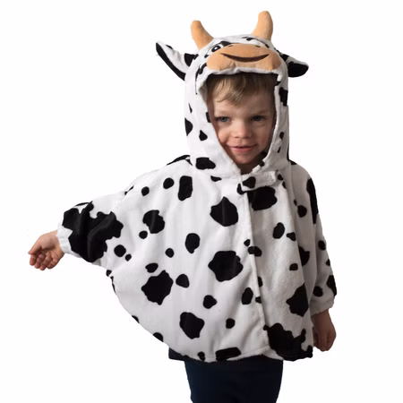 Kuh Kostüm Klara Gr. 104 schwarz-weiß mit Kapuze Kälbchen Umhang für Kinder Tier Tierkostüm für Mädchen und Jungen Unisex-Kostüm Fasching Karneval Mottoparty Kinderfasching Kuh Kostüm Klara Gr. 104 schwarz-weiß mit Kapuze Kälbchen Umhang für Kinder Tier Tierkostüm für Mädchen und Jungen Unisex-Kostüm Fasching Karneval Mottoparty Kinderfasching