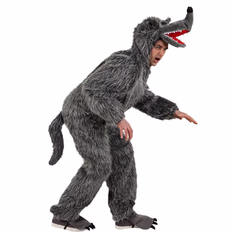 Herren Kostüm Grauer Wolf Overall Märchen Fasching Karneval Herren Kostüm Grauer Wolf Overall Märchen Fasching Karneval