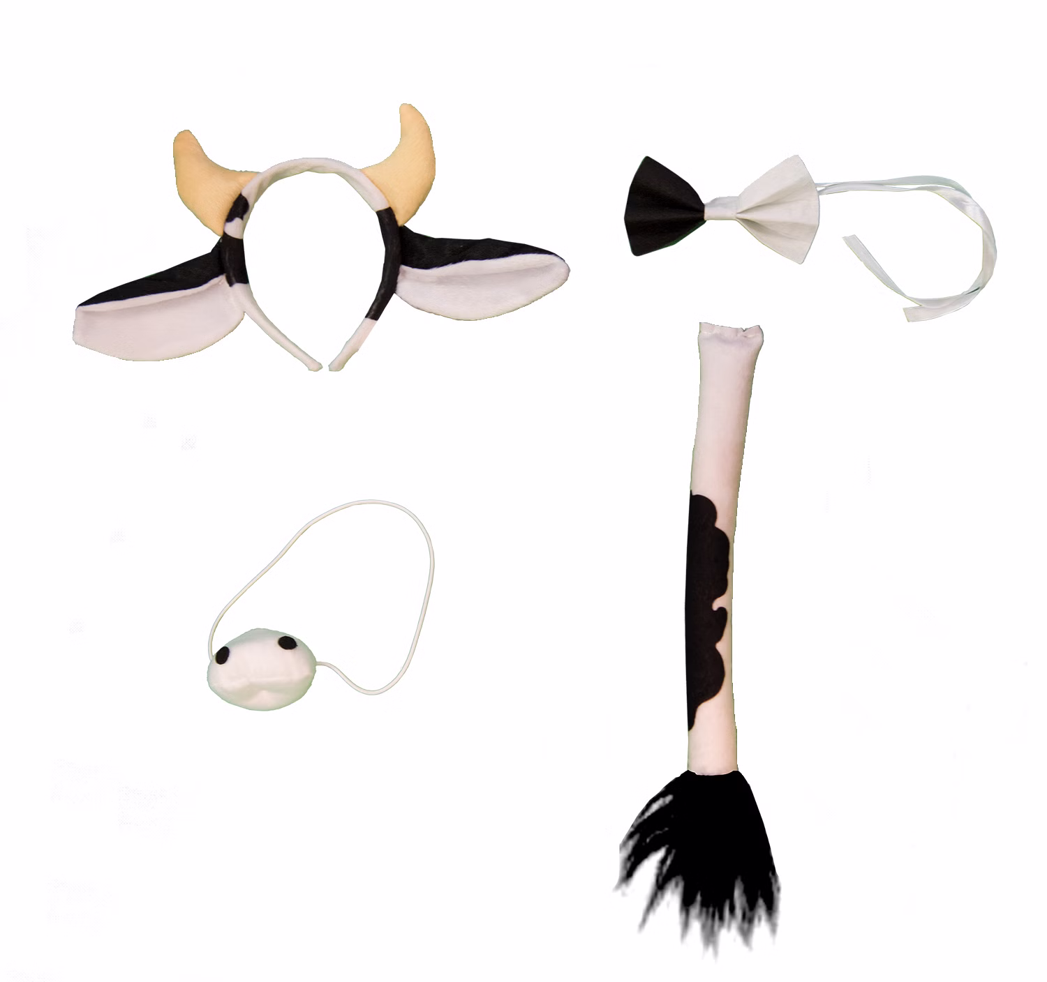 Kuh Tier Kostüm-Zubehör Set Schwanz Hörner JGA , 4-tlg. Fasching Karneval Mottoparty