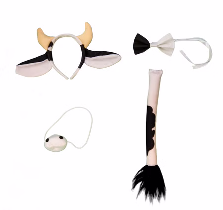 Kuh Tier Kostüm-Zubehör Set Schwanz Hörner JGA , 4-tlg. Fasching Karneval Mottoparty Kuh Tier Kostüm-Zubehör Set Schwanz Hörner JGA , 4-tlg. Fasching Karneval Mottoparty