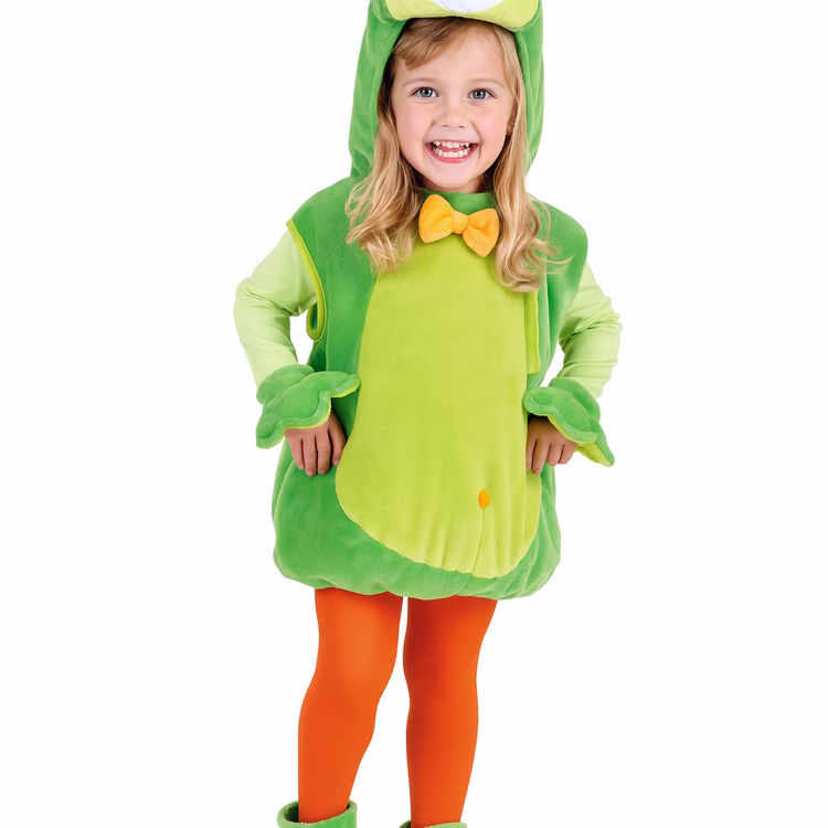 Frosch Kostüm Quaki für Kinder Gr. 104-110 grün Tier Tierkostüm Fasching Karneval Mottoparty Märchen Rollenspiel Nahaufnahme Frosch Kostüm Quaki für Kinder von Vorne