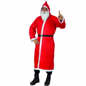 Weihnachtsmann Stoff-Mantel mit Gürtel Bart Kostüm Nikolaus Weihnachten