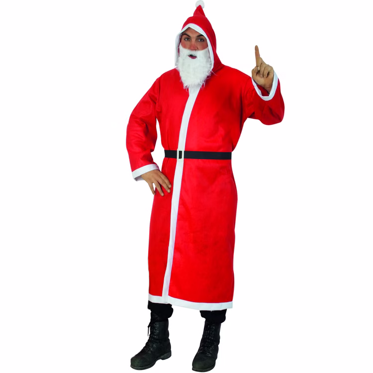 Weihnachtsmann Stoff-Mantel mit Gürtel Bart Kostüm Nikolaus Weihnachten Weihnachtsmann Stoff-Mantel mit Gürtel Bart Kostüm Nikolaus Weihnachten