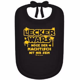 Unisex Baby Lätzchen schwarz mit Spruch  "Lecker wars ..." Geschenk zur Geburt Geschenk Geschenkidee Geburt 1. Geburtstag Baby füttern Weihnachten Ostern