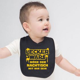 Unisex Baby Lätzchen schwarz mit Spruch  "Lecker wars ..." Geschenk zur Geburt Geschenk Geschenkidee Geburt 1. Geburtstag Baby füttern Weihnachten Ostern