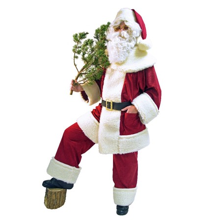 Weihnachtsmann Kostüm hochwertig dunkelrot Plüsch Nikolaus für Herren