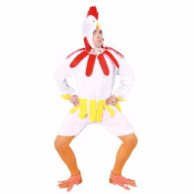 Hahn Kostüm lustiger Gockl Kikeriki weiß für Herren Gr. M/L Tier Fasching JGA Tierkostüm Karneval Mottoparty