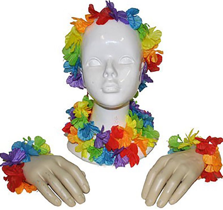 Hawaii Blüten-Set Karibik-Beach Accessoire 4-tlg. Kostüm-Zubehör Hawaii Blüten Set Beachparty Sommer Kostüm