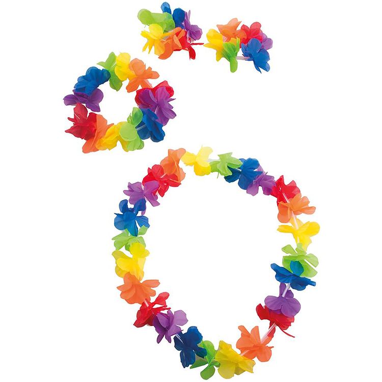 Hawaii Blüten-Set Karibik-Beach Accessoire 4-tlg. Kostüm-Zubehör Hawaii Blüten Set Beachparty Sommer Kostüm