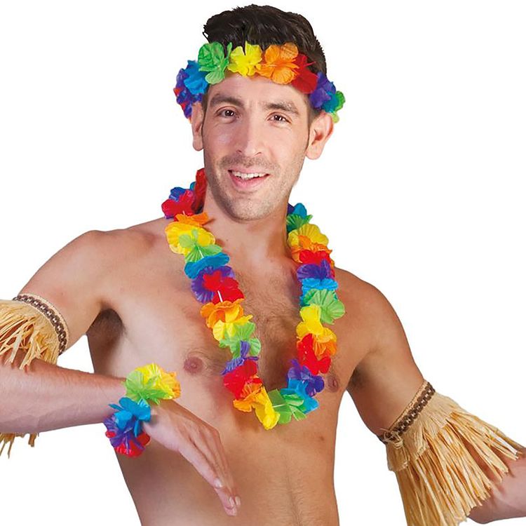 Hawaii Blüten-Set Karibik-Beach Accessoire 4-tlg. Kostüm-Zubehör Hawaii Blüten Set Beachparty Sommer Kostüm