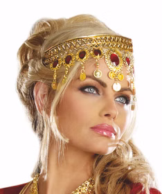 Bollywood Stirnbandkette rot-gold für Damen Kostüm-Zubehör Orient 1001 Nacht Accessore Kopfschmuck Fasching Karneval Mottoparty Bollywood Stirnbandkette rot-gold für Damen Kostüm-Zubehör Orient 1001 Nacht Accessore Kopfschmuck Fasching Karneval Mottoparty