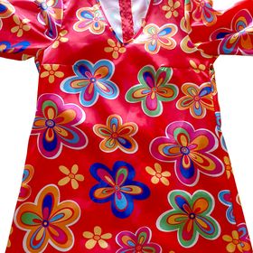 Hippie Kostüm Nancy für Damen Blumenkleid mit Weste von Vorne