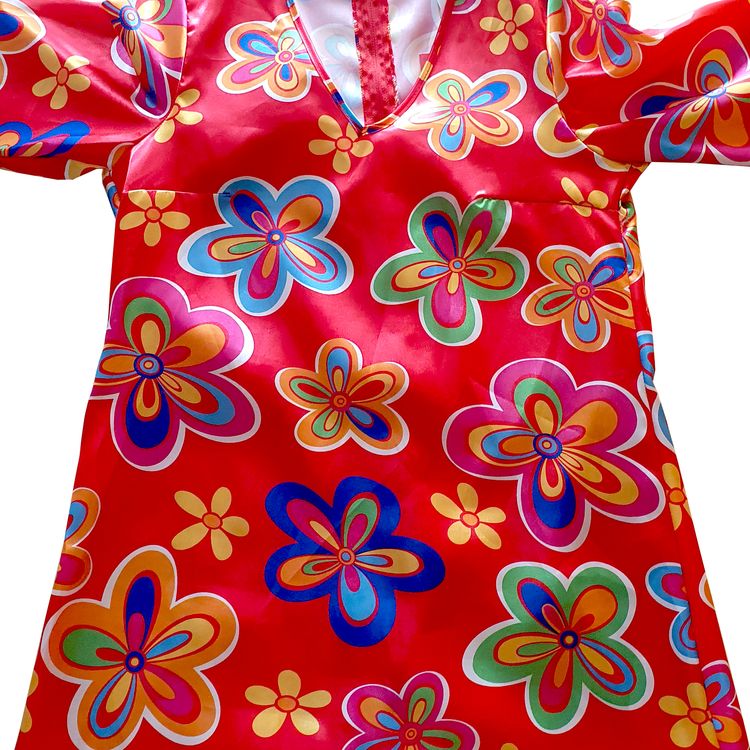 Hippie Kostüm Nancy für Damen Hippie Kostüm Nancy für Damen Blumenkleid mit Weste von Vorne