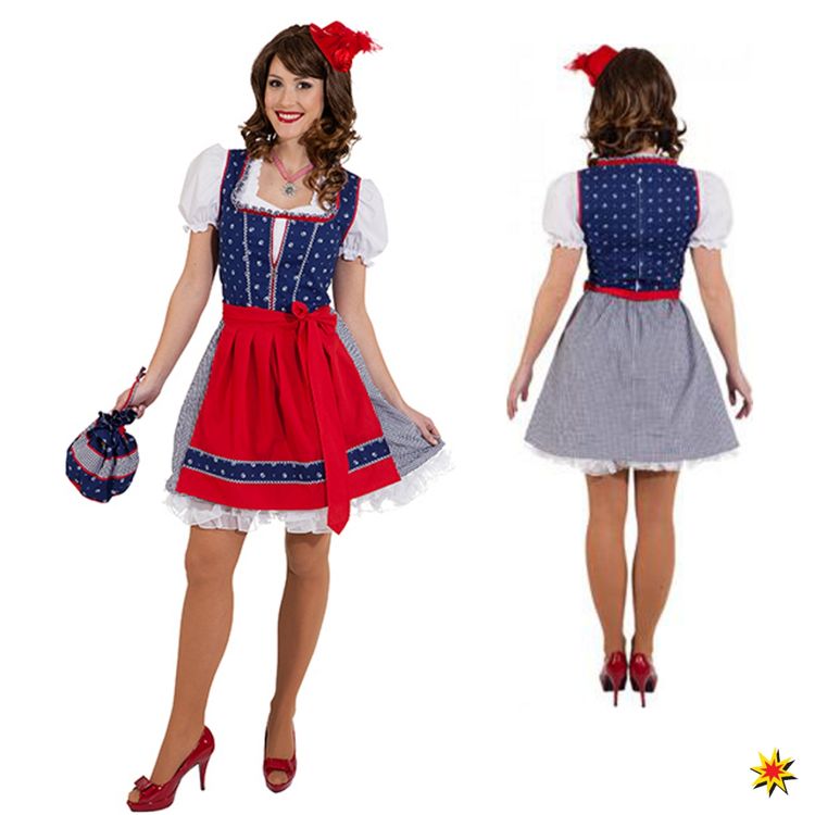 Oktoberfest Dirndl Franzi blau-rot Trachtenmode für Damen Oktoberfest Dirndl Franzi blau-rot Trachtenmode für Damen Gr. 34-44 blau rot Kleid Wiesn-Outfit Wasen Tracht Bavaria Mottoparty