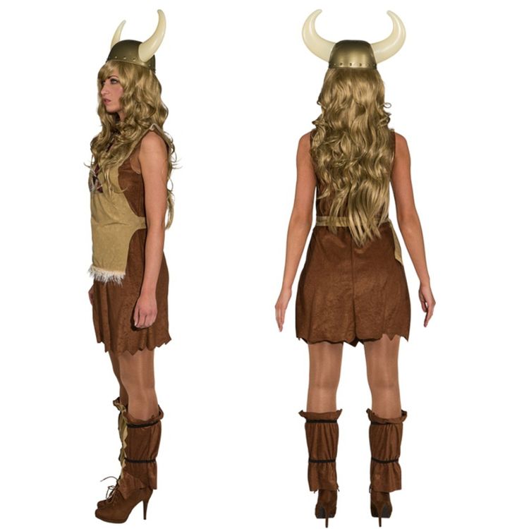 Wikinger Kostüm Wikingerin Asbru für Damen Gr. 34-44 Kleid braun SALE Fasching Karneval Mottoparty Nordische Kriegerin