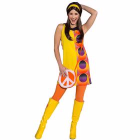 70er Jahre Kostüm Retro Disco Kleid für Damen Gr. 36-44 Kleid gelb Flower Power Hippie Fasching Karneval Mottoparty Paarkostüm 70er Jahre Kostüm Retro Disco Kleid für Damen Gr. 36-44 Kleid gelb Flower Power Hippie Fasching Karneval Mottoparty Paarkostüm