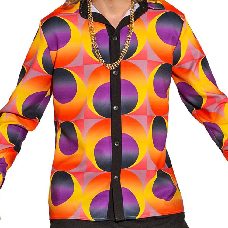 70er Jahre Kostüm Disco Hemd für Herren Gr. 50-60 bunt Fasching Karneval Mottoparty Hippie Retro