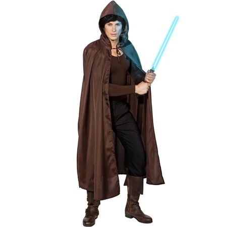 Mittelalter Umhang Langer Brauner Mantel mit Kapuze für Herren