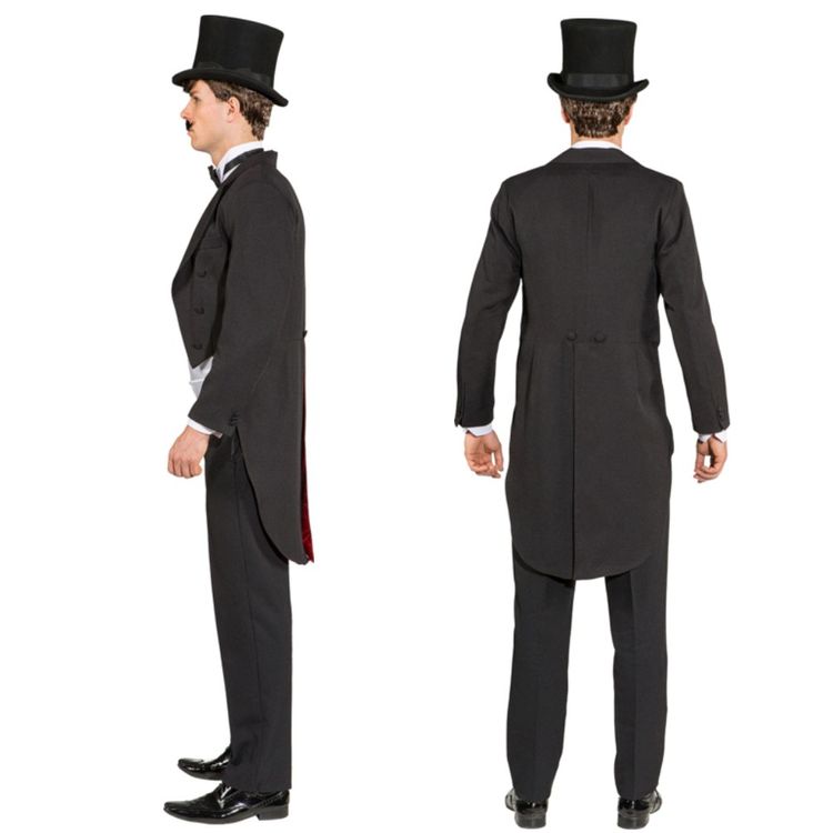 Frack schwarz mit rotem Futterstoff Kostüm Show Revue Theater Kleinkunst