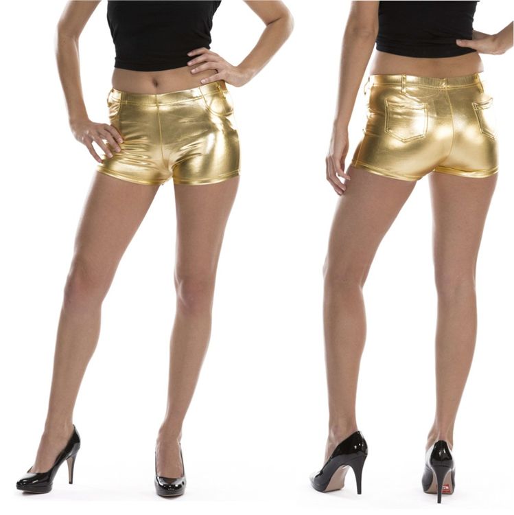 Hotpants gold kurze Hose Gogo 20er Jahre Kostüm-Zubehör für Damen Hotpants gold kurze Hose Gogo Kostüm-Zubehör für Damen Gr. S/M SALE Fasching Karneval Mottoparty
