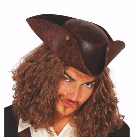 Piraten-Hut braun Seeräuber Dreispitz in Lederoptik KW 58 cm für Herren Kostüm-Zubehör Fasching Karneval Mottoparty Halloween Piraten-Hut braun Seeräuber Dreispitz in Lederoptik KW 58 cm für Herren Kostüm-Zubehör Fasching Karneval Mottoparty Halloween