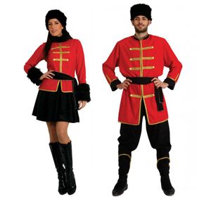 Kosaken Kostüm Uniform für Herren Gr. M-L Uniform rot schwarz Russland Ukraine andere Länder SALE  Fasching Karneval Mottoparty