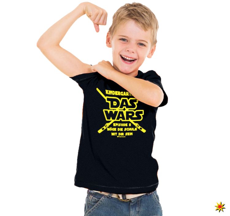 T-Shirt mit Button "Das Wars", schwarz Schulanfang T-Shirt mit Anstecker schwarz Kindergarten Das Wars Schuleingang Geschenkidee