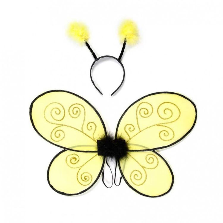 Bienen-Set Kostüm Flügel und Haarreif für Kinder Bienen-Set Kostüm Flügel und Haarreif für Kinder gelb Tier Biene Flügel 54x41 cm Kostüm-Zubehör Fasching Karneval Mottoparty Kinderfasching Kindergeburtstag