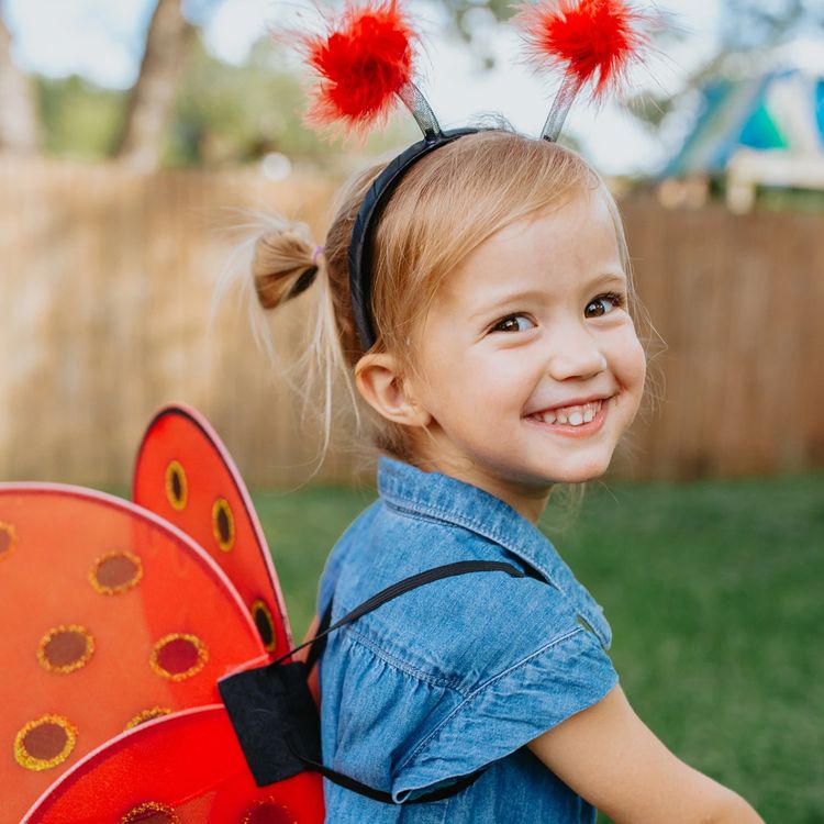 Marienkäfer-Set Kostüm Flügel und Haarreif für Kinder rot Tier Marienkäfer Flügel 54x41 cm Kostüm-Zubehör Fasching Karneval Mottoparty Kinderfasching Kindergeburtstag
