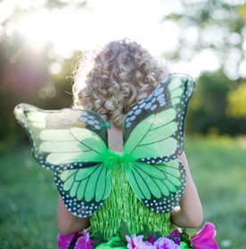 Kinder Feenkleid grün mit Flügeln Märchen Elfe Fee Kinderfasching