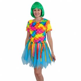 Papagei Kostüm tropischer Paradiesvogel bunt für Damen Gr. S-L Kleid Fasching Karneval Mottoparty