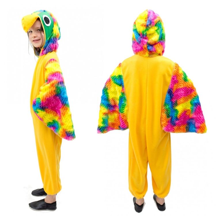 Papagei Kostüm Vogel Pitti für Kinder Gr. 104-116 gelb bunt Tier Tierkostüm Fasching Karneval Mottoparty Kinderfasching