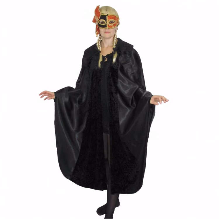 Venezianischer Umhang Kostüm schwarz 140 cm lang für Erwachsene Kostüm-Zubehör SALE Fasching Karneval Mottoparty Venezianischer Umhang Kostüm schwarz 140 cm lang für Erwachsene Kostüm-Zubehör SALE Fasching Karneval Mottoparty