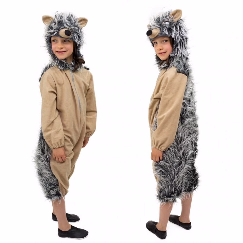 Igel Kostüm Mekki für Kinder Gr. 116-140 Overall grau-braun Tier Tierkostüm Fasching Karneval Mottoparty Kinderfasching