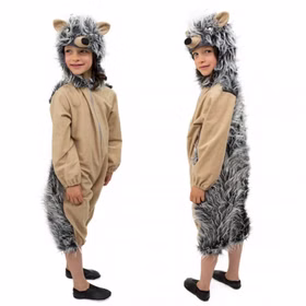 Igel Kostüm Mekki für Kinder Gr. 116-140 Overall grau-braun Tier Tierkostüm Fasching Karneval Mottoparty Kinderfasching