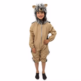 Igel Kostüm Mekki für Kinder Gr. 116-140 Overall grau-braun Tier Tierkostüm Fasching Karneval Mottoparty Kinderfasching