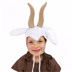 Kinder Mütze Ziege weiß Tiermärchen Ziegenbock Geißlein Fasching Kinder Mütze Ziege weiß Tiermärchen Ziegenbock Geißlein Fasching