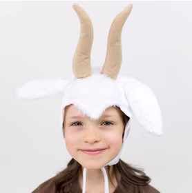 Kinder Mütze Ziege weiß Tiermärchen Ziegenbock Geißlein Fasching Kinder Mütze Ziege weiß Tiermärchen Ziegenbock Geißlein Fasching