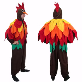 Vogel Kostüm Bunter Hahn Bobby für Herren Gr. M-XL Overall Tier Papagei Tierkostüm Fasching Karneval Mottoparty