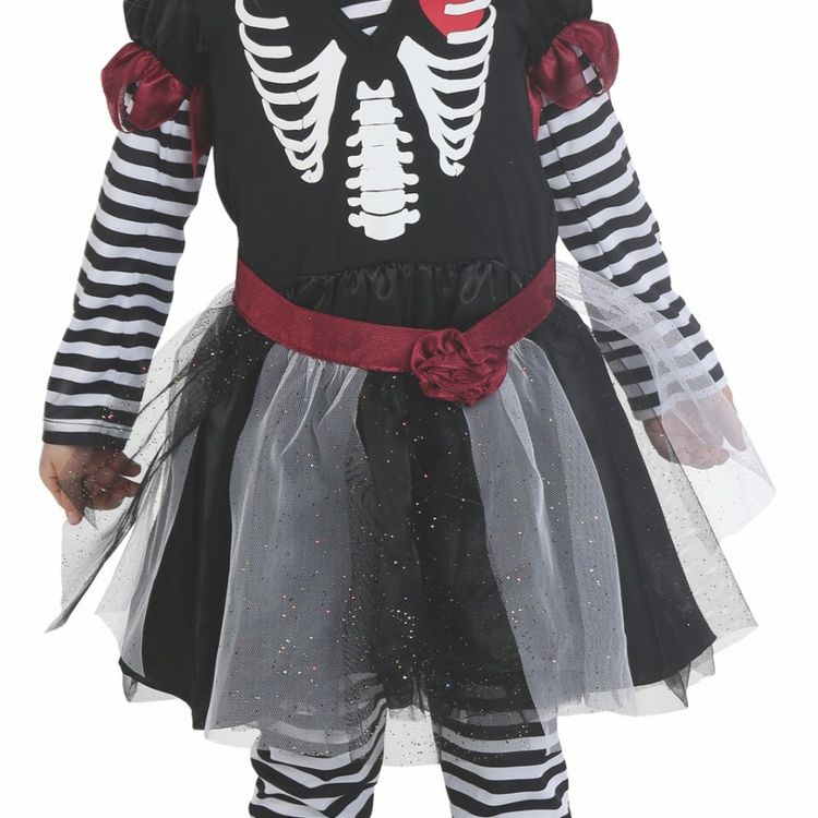 Skelett Kostüm Halloween Kleid für Kinder Skelett Kostüm Halloween Kleid für Kinder Gr. 152 Kleid grau mit Leggings SALE Fasching Karneval Mottoparty Kinderfasching